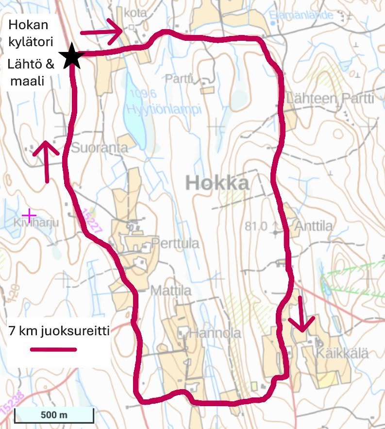 Hokka-hölkkä, reittikartta